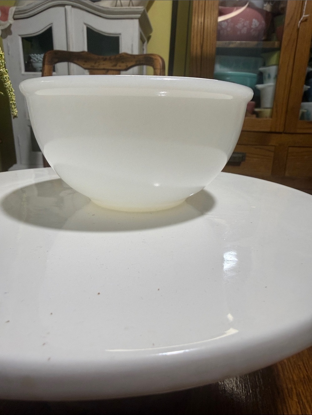Vintage fire king beaded rim edge milk glass mixing bowl 5”